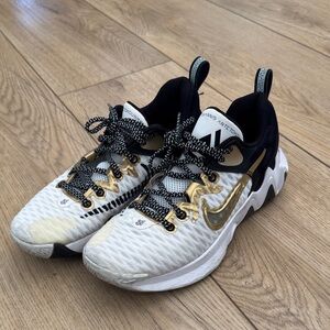 Nike  Sneakers - White, Black, and Gold